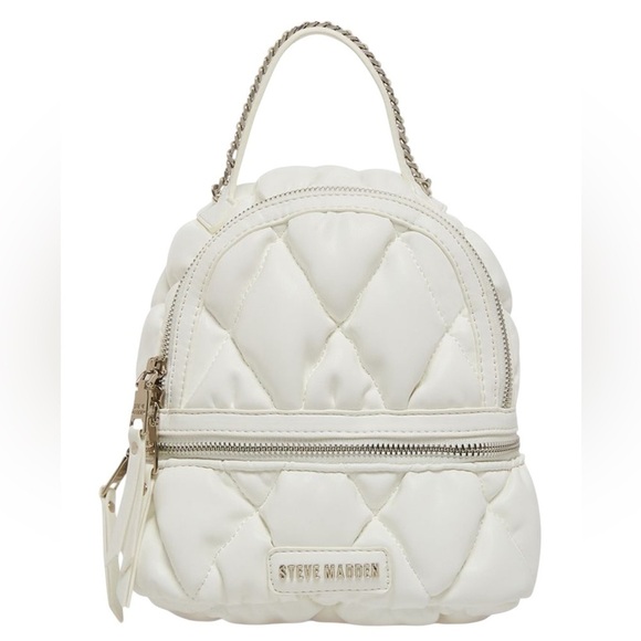 Steve Madden Handbags - Steve Madden Quilted Mini Backpack - White